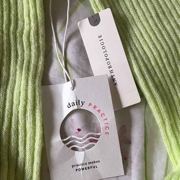 NWT Anthropologie Lime Ribbed Sweater - Picture 2 of 6